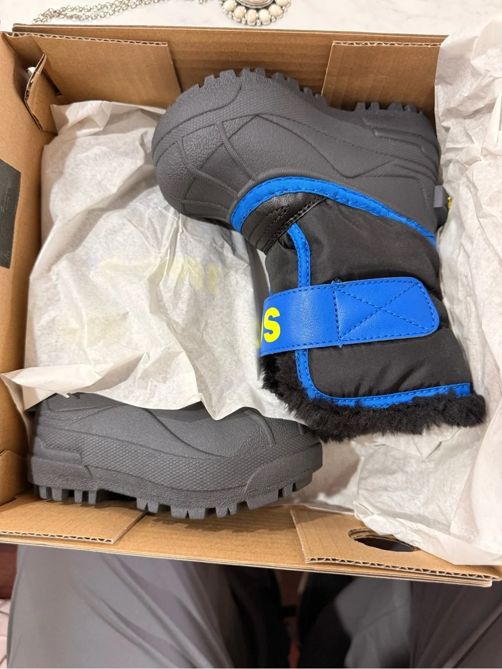 Sorel Kids Black and Blue Polar Bear Winter Boots